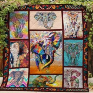 Hippie Elephants Quilt Blanket  Quilt